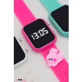 tutkanstore Tavşan Figürlü Çocuk Kol Saati Dijital Led Kız Erkek Kol Saatleri 3 Yaş Üzeri Uyumludur (Pembe)
