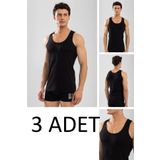 Tutku 0102 (2XL-5- BEDEN) (3 ADET) SİYAH Ribana örgü klasik Erkek Pamuklu Penye Atlet