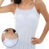 Tutku 0200 6'li Paket Kadın Jakarlı Beyaz Geniş Askı Atlet