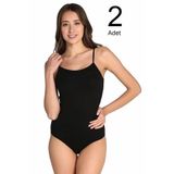 Tutku 2'Li Paket İp Askılı Likralı Kancalı Çıtçıtlı Body, S, ELF568T0148CCM2, Siyah, Kadın