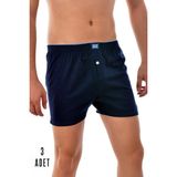 Tutku 3 Adet Tutku Pamuklu Düğmeli Erkek Boxer Lacivert 0117