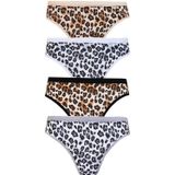 Tutku 4li Tutku Kadın Leopar Bikini Arkası Düz Pamuklu Külot İç Çamaşır