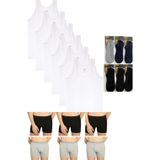 Tutku 6'Lı Penye Beyaz Erkek Atlet-6'Lı Likra Boxer-6'Lı Bambu Kısa Çorap Takım Çeyiz Set