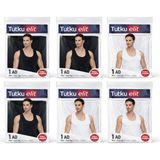 Tutku 6'lı Tutku Elit 1201 Modal Elastan Erkek Atlet 3 Siyah-3 Beyaz - 2XL - Siyah - Beyaz