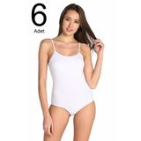 Tutku ELF568T0148CCM6 Beyaz 6'lı İp Askılı Likralı Kancalı Çıtçıtlı Kadın Body