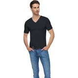 Tutku Elit Erkek Elastan Likralı V Yaka Kısa Kol Pamuklu Fanila 3'lü Paket - 2XL - Siyah