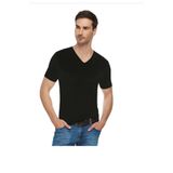 Tutku Elit Erkek Siyah V Yaka Sıfır Kol Atlet, Elastan, 2XL, 3'lü Paket