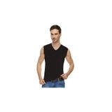 Tutku Elit Erkek V Yaka Sıfır Kol Likralı Spor Atlet, Siyah, XL, 6'lı Set