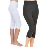 Tutku Elit Kadın 2"Li Modal Elastan Likralı Penye Kapri Tayt 1 Beyaz 1 Siyah 2102 Siyah - Beyaz 2Xl