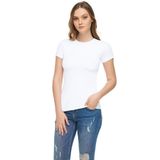 Tutku Elit Kadın Beyaz 3'lü Paket Sıfır Yaka Likralı T-shirt, S Beden