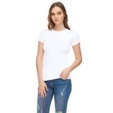 Tutku Elit Kadın Beyaz Kadın Elastan Yarım Kol T-Shirt Elt2202
