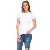 Tutku Elit Kadın Beyaz Sıfır Yaka Likralı Kısa Kol T-shirt, 4'lü Set, M Beden