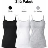 Tutku Elit Kadın Modal Elastan Likralı Pamuklu Ip Askılı Atlet 3'lü Paket - XL - Renkli