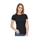 Tutku Elit Kadın Siyah 3'Lü Paket Sıfır Yaka Likralı T-shirt