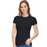 Tutku Elit Kadın Siyah Elastan Yarım Kol T-Shirt, S Beden