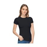 Tutku Elit Kadın Siyah Sıfır Yaka Likralı Kısa Kol T-shirt, 2'li Set, S Beden