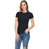 Tutku Elit Sıfır Yaka Elastan Kısa Kollu Bayan Tişört ELT 2202 - XL - Siyah