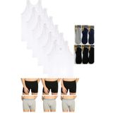 Tutku Erkek 6'lı Penye Atlet-6'lı Likra Boxer-6'lı Bambu Kısa Çorap Takım Çeyız Set, Beyaz, M