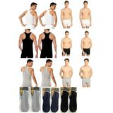 Tutku Erkek 6'lı Ribanalı Likralı Sporcu Rambo Atlet-Boxer-Bambu Çorap Set, Siyah-Beyaz-Gri, L