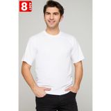 Tutku Erkek 8'li Paket T-Shirt,%90 Pamuk%10 Likra, 0 Yaka, Beyaz, 2XL