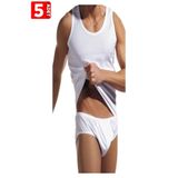 Tutku Erkek Beyaz Pamuk Klasik Atlet & Slip Külot Takım, 5'li Paket, M Beden