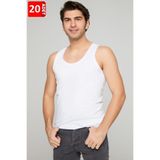 Tutku Erkek Beyaz Penye Atlet,%100 Pamuk, 20'li Paket, L Beden