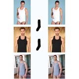 Tutku Erkek Beyaz -Siyah-Gri 6'lı Ekonomik Paket Penye Atlet - XL