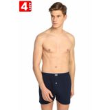 Tutku Erkek Boxer, 4'lü Paket,%100 Pamuk, Düz Renk, Düğmeli, Lacivert, M Beden