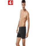 Tutku Erkek Boxer, 4'lü Paket,%100 Pamuk Penye, Düğmeli, Siyah, M Beden