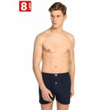 Tutku Erkek Boxer, 8'li Paket,%100 Pamuk, Düğmeli, Düz Renk, Lacivert