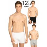 Tutku Erkek Boxer, Karışık Renk, 12'li Paket, Likralı, 2XL Beden