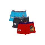 Tutku Erkek Çocuk Karışık Renkli Baskılı 3'lü Boxer, Kırmızı-Füme-Mavi, 3-4 Yaş