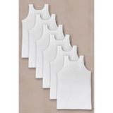 Tutku Erkek Çocuk Penye Atlet, 6'lı Set, Beyaz, 7-8 Yaş