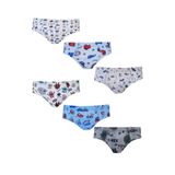 Tutku Erkek Çocuk Slip Külot, Renkli Desenli, 6'lı Paket, 3-4 Yaş