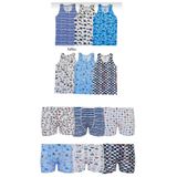 Tutku Erkek Çocuk Takımı 6 Adet Desenli Atlet 6 Adet Desenli Baskılı Boxer, Mavi, 8-9 Yaş