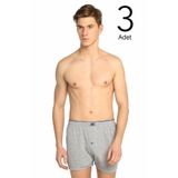 Tutku Erkek Gri Penye Düğmeli Boxer, 3'lü Paket, 3XL Beden