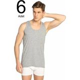 Tutku Erkek Gri Ribana Klasik Atlet 6'lı Paket Yazlık Kullanım İçin Rahat Dokuma Kumaş - 3XL