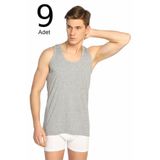 Tutku Erkek Gri Ribana Klasik Atlet, 9'lu Paket, XL Beden