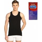 Tutku Erkek Gri Ribana Likralı Atlet 3'Lü Paket Durex Prezervatif