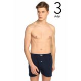 Tutku Erkek Lacivert Penye Düğmeli Boxer, 3'lü Paket, 3XL Beden