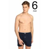 Tutku Erkek Lacivert Penye Düğmeli Boxer, 6'lı Paket, XL Beden