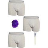 Tutku Erkek Likralı Elastan Beyaz Boxer 3'lü Set + Kalem Parfüm + Lif, Gri, XL
