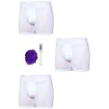 Tutku Erkek Likralı Elastan Boxer 3'lü Set + Kalem Parfüm + Lif, Beyaz, XL