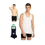 Tutku Erkek Penye Atlet Havlubel Boxer Dündar Çorap İç Çamaıırı Seti, Beyaz, 3XL