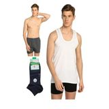 Tutku Erkek Penye Atlet Havlubel Boxer Dündar Çorap İç Çamaıırı Seti, Füme, M