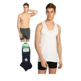 Tutku Erkek Penye Atlet Havlubel Boxer Dündar Çorap İç Çamaıırı Seti, Füme, XL