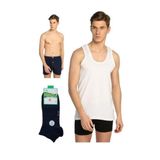Tutku Erkek Penye Atlet Havlubel Boxer Dündar Çorap İç Çamaıırı Seti, Lacivert, XL