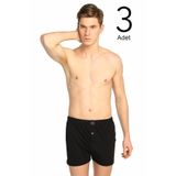Tutku Erkek Siyah Penye Düğmeli Boxer, 3'lü Paket, 2XL Beden