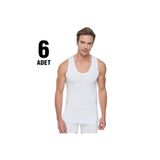 Tutku Erkek%100 Pamuklu Atlet 6'lı Paket, Beyaz, 2XL