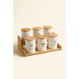 Tutku Home 6'lı Bambu Standlı Baharat Takımı